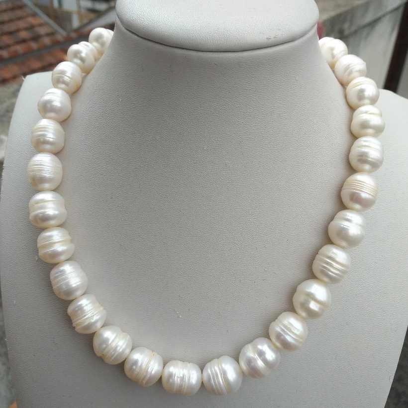 

19" AAA+ 10-12mm Natural White South Sea Baroque Pearl Necklace Filled With Fine Jewelry Free Shipping