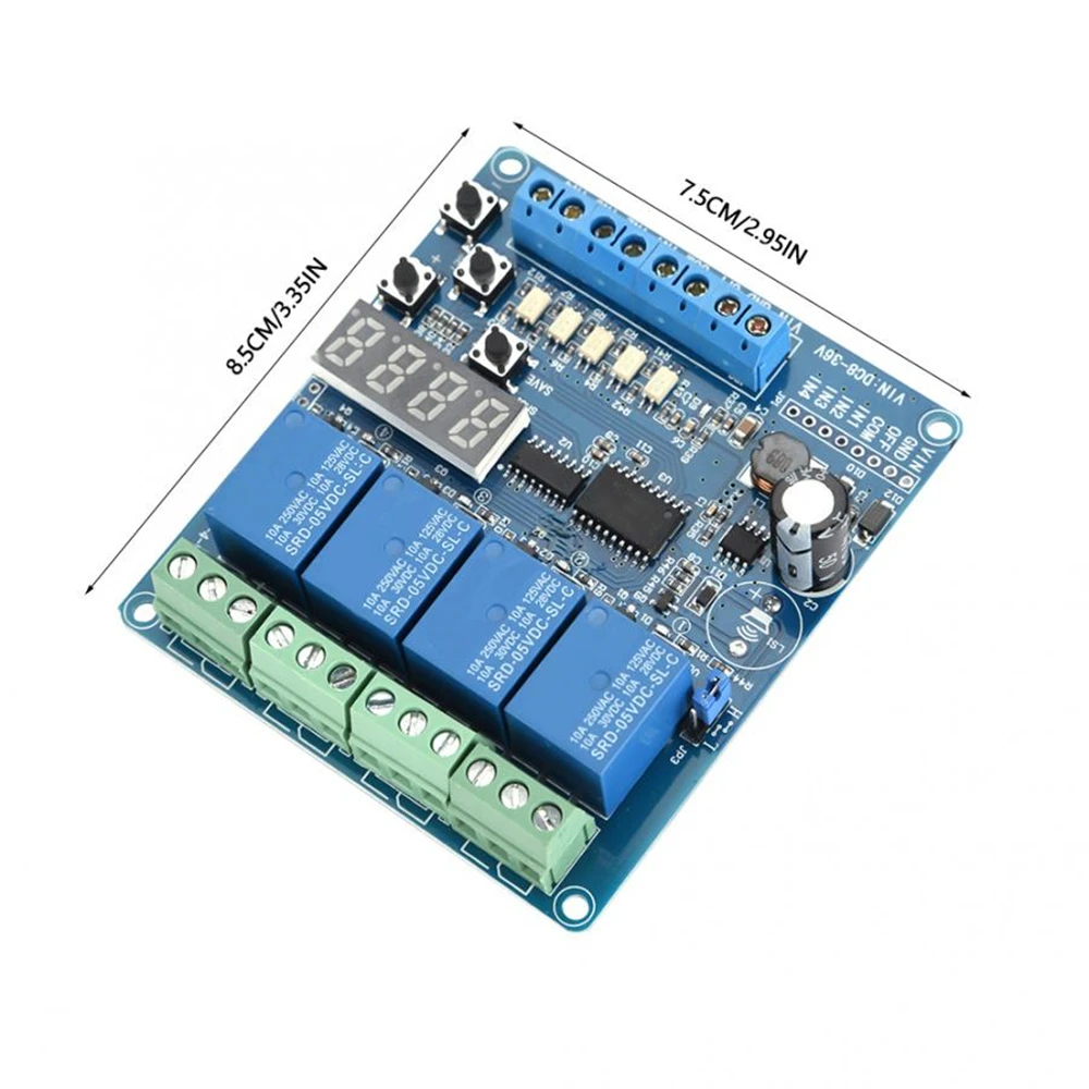 36V Relay Module 4-channel Multifunction Time Delay Relay Interface Board Module Optocoupler LED Delay Relay