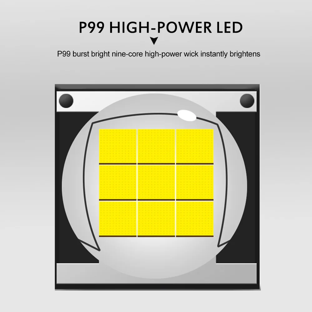 Linterna táctica Led XHP99 de 9 núcleos, potente linterna de alta calidad XHP70.2 con zoom, recargable por Usb, batería 18650 26650