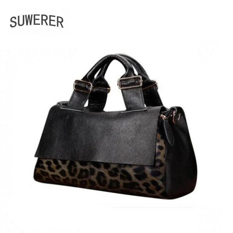 SUWERER 2020 nuove donne borsa in vera pelle moda borsa leopardata in pelle morbida borse da donna borsa tote di alta qualità