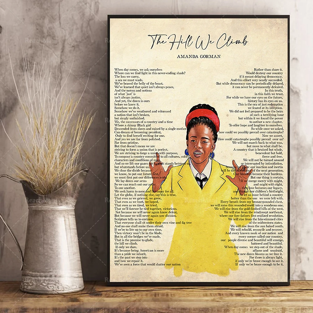 The Hill We Climb Poem Poster, Amanda Gorman Poster, Afro Girl Poster, Biden Inaug08/09/2018 2021, Black Pride, Wall Decor