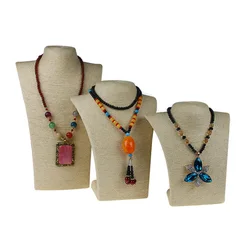 Necklace Pendants Mannequin Jewellery Stand Organizer Model Bust Show Exhibitor 6 Options Hemp Rope Jewelry Display