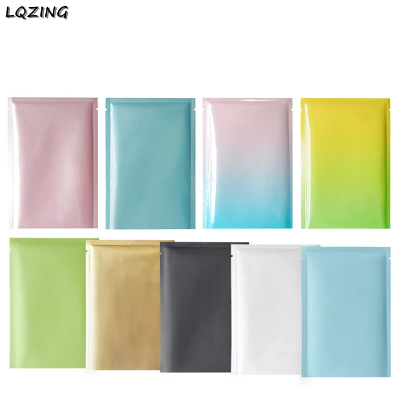 Colorful Top Feed Foil Flat Bottom Bags, Food Pouches,Mylar Aluminum Foil Bags,Tea Pouches,Food Storage Bag for Pack, 100Pcs