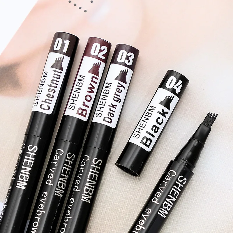 4 Colors Eyebrow Pencil Waterproof 4 Fork Tip Eyebrow Tattoo Cosmetics Long Lasting Makeup Liquid Eye Brow Pencil Maquillaje