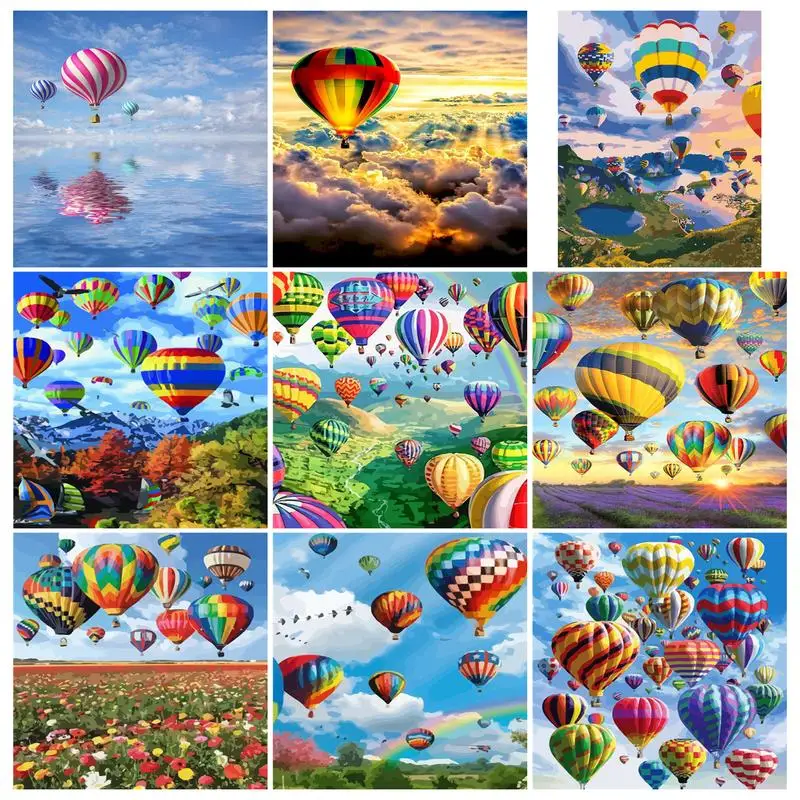 PhotoCutom Modern Hot air Balloon DIY Painting By Numbers Kit Acrylic Paint By Numbers Wall Art Picture For Home Decoration 60X7