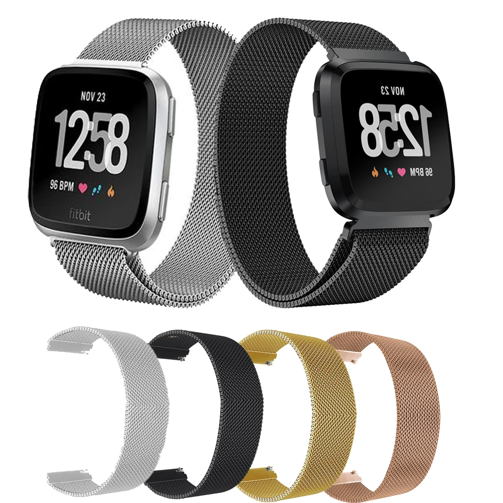 Correas de Metal para Fitbit Versa 2, pulsera Milanese Loop de acero inoxidable de lujo, accesorios de pulsera para reloj deportivo Lite/Verse2