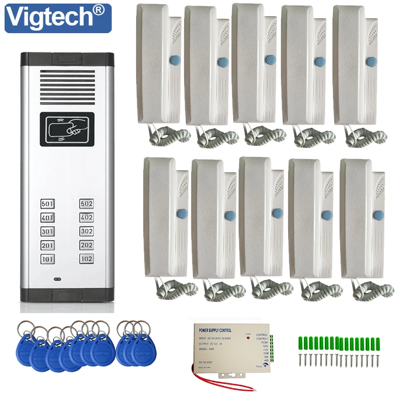 Vigtech-sistema de intercomunicación de construcción de Audio, teléfono con 2 cables para apartamento, dispositivo No Visual, botón múltiple