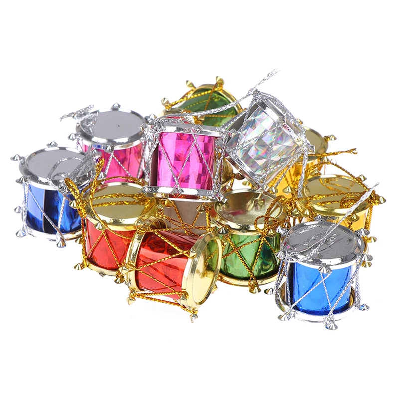 12pcs Colorful Mini Small Drum Christmas Ornament Christmas Tree Decoration