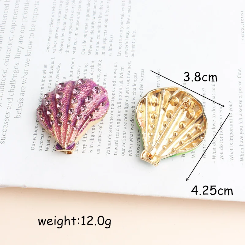 Pomlee Enamel Rhinestone Shell Brooches Women Animal Ocean Series Party Office Casual Brooch Pins Jewelry Gifts Wholesale