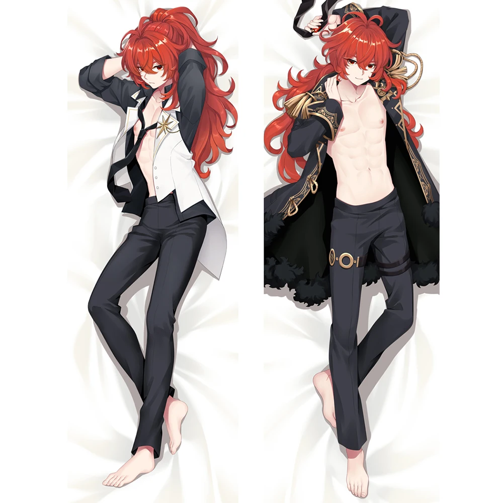 Genshin Impact Diluc Ragnvindr Hugging Body Pillowcase Anime Cosplay Dakimakura Pillow Case Cover Otaku Room Decorative Gifts