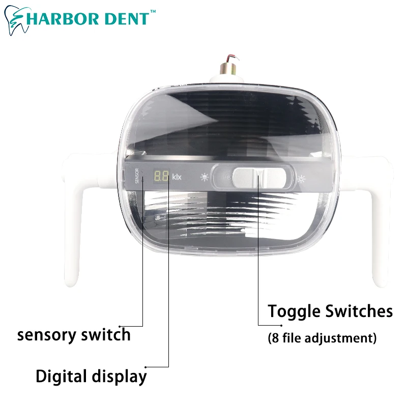 Luz LED Dental com Cor Dupla, Refletor Shadowless da cadeira odontológica, Luz cirúrgica oral, Amarelo e branco