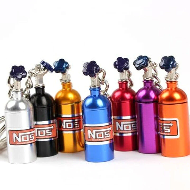 Turbo NOS Nitrous Oxide Bottle Key Chain Keychain Keyring Stash Pill Box Storag Key Ring Creative Gifts for Friends Families