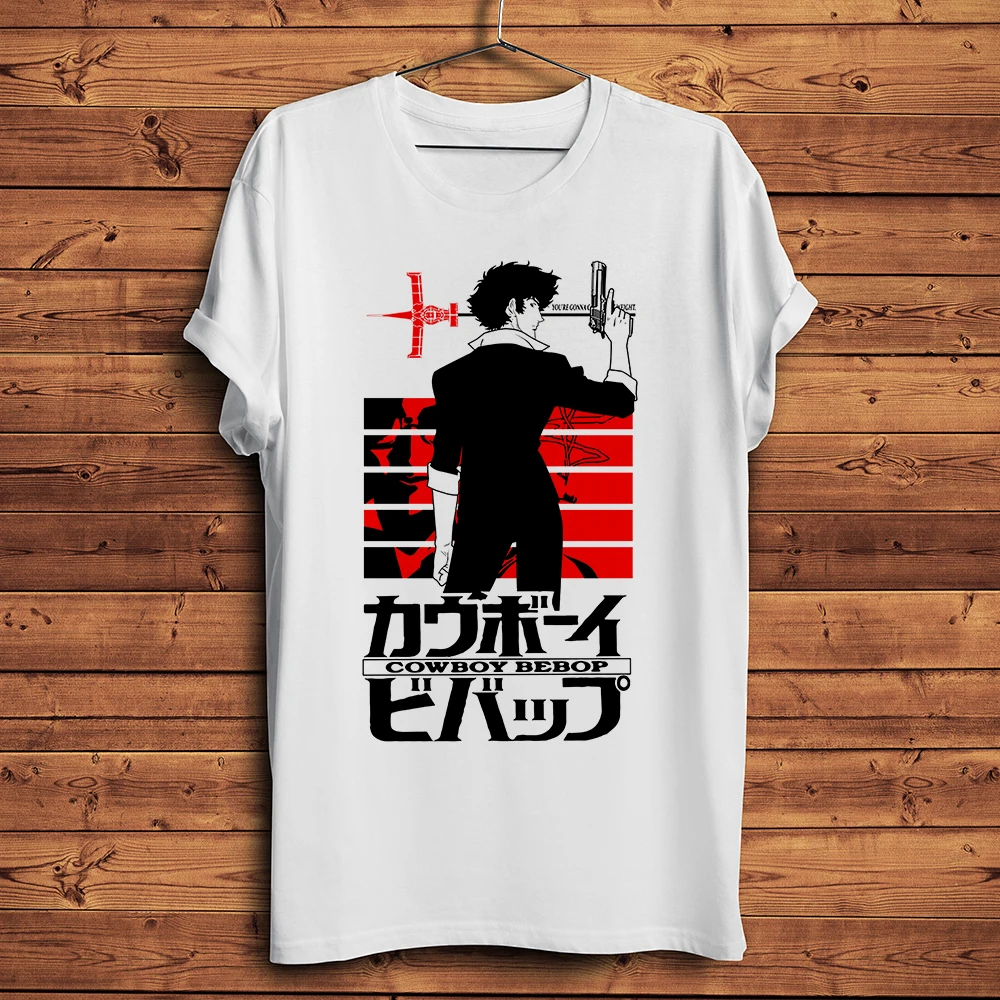 Bounty Hunter Cowboy space Bebop Spike Spiegel funny anime tshirt men white short casual funny t shirt unisex streetwear