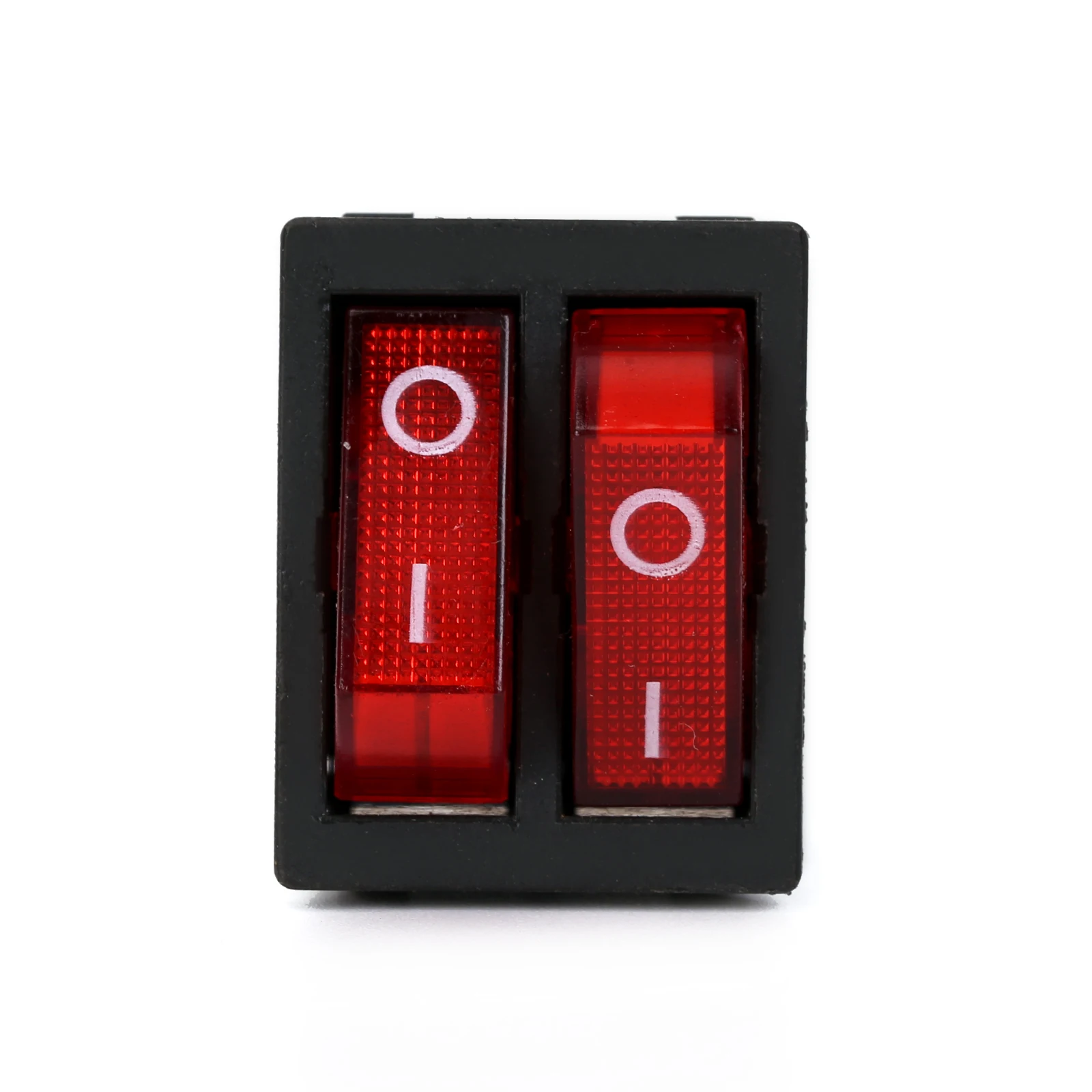 5Pcs/Lot AC 16A/250V 20A/125V Double button Boat Rocker Switches, DPST 4Pin 2 Position With Red Light Rocker Switch