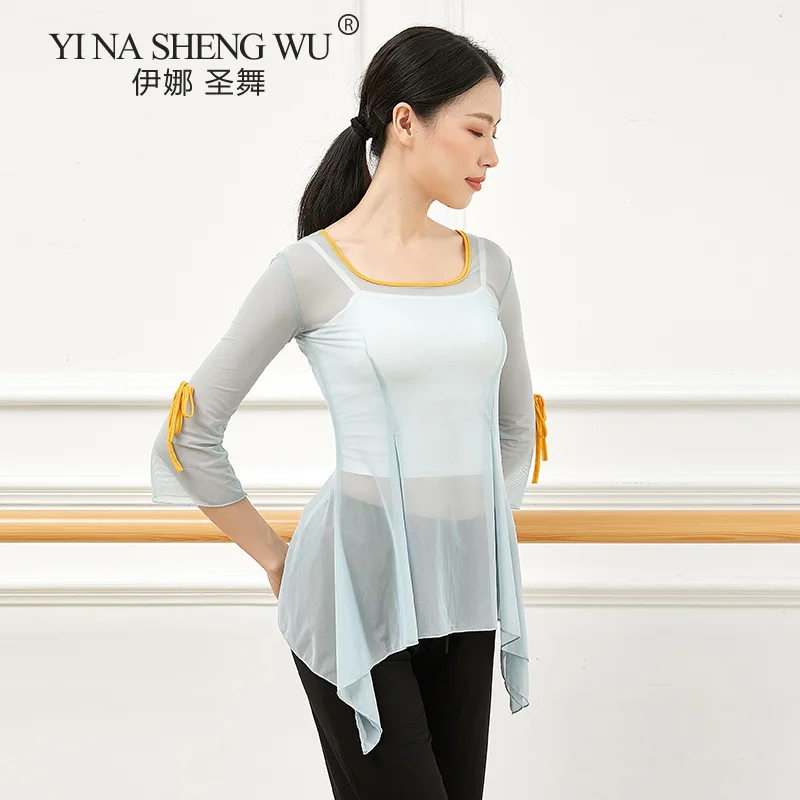 Vierkante Hals Blouse Klassieke Dans Praktijk Kleding Vrouwelijke Herfst Nieuwe Stijl Kleding Chinese Dansvoorstelling Kleding Blouse