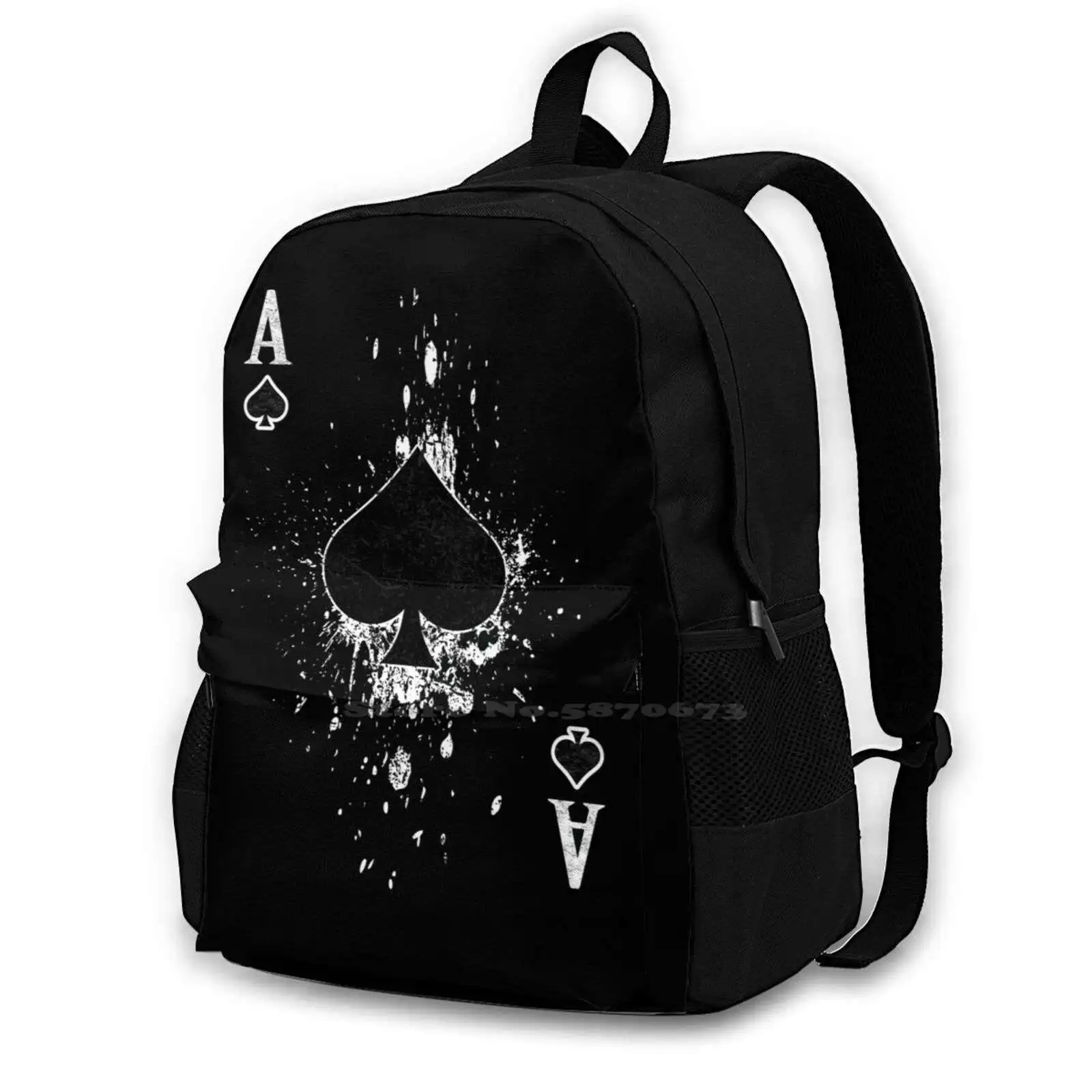 Mochila escolar para portátil de viaje, bolsa de póker, Queen Of Spades, Ace, color negro, moda