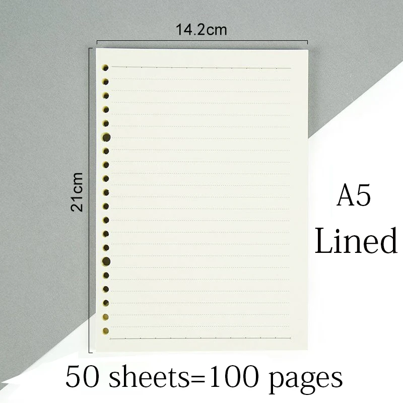 A5 Notebook Inner 20 Gaten Dot Blank Rooster Bekleed Pagina Papier Filler Refill Schaafmachine Voor Ringband Opmerking Boek Notepad journal