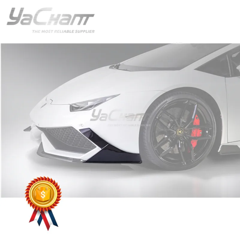 Car-Styling FULL Carbon Fiber Front Bumper Lip 2PCS Fit For 14-16 Huracan LP610-4 Coupe Spyder MAD Style Front Lip Splitter