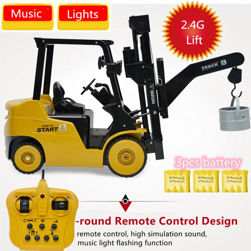 

Engineer Vehicle RC Forklift Truck With Bucket Lifted RC Bulldozer Loader Car vehicle All Round Driving Auto Demo Music lightToy