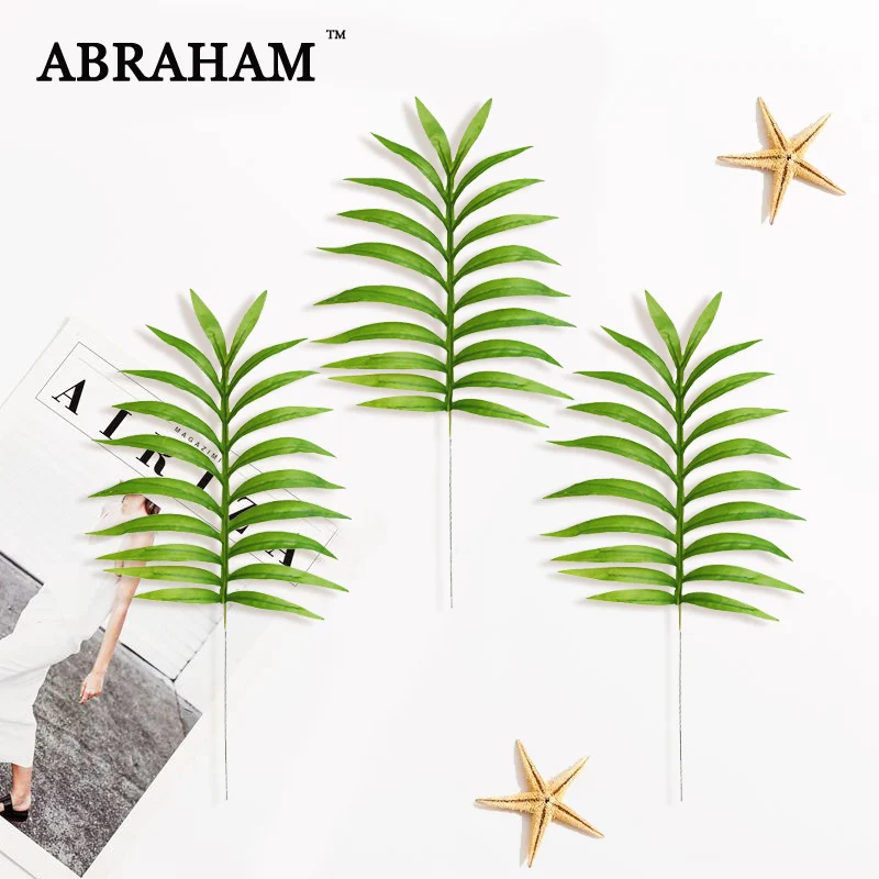 45cm 5pcs Tropical Leaves Monstera Artificial Palm Leaf Branch Green Plant Silk Tree Foliage Fake Fern Grass For Home Decoration