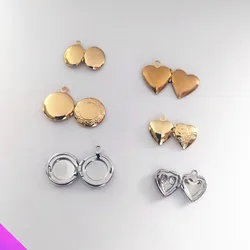 Mini Cute Heart Shape Box Pendants Necklace Round Lace Love Heart Stainless Steel Pendant souvenir
