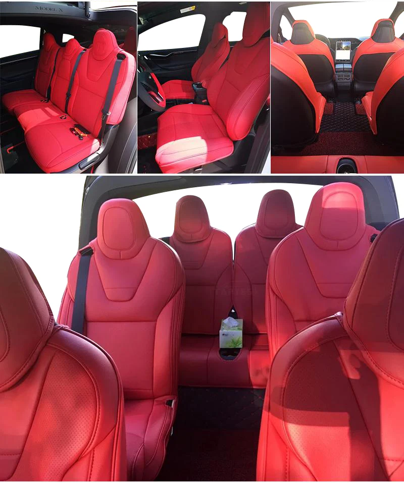 Tesla Model X Custom Fit accessori per coprisedili per auto per cuscino da 5 6 7 posti in pelle di alta qualità completamente coperto dal 2018 al