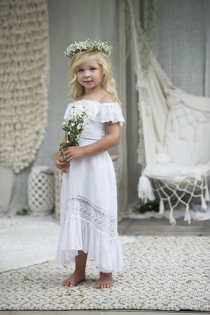 Boho white flower girl dresses sale