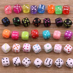 50Pcs Dices 8mm 5 Color Plastic Gaming Dice Standard Six Sided Decider Spacer Beads For DIY Jewelry Making Handmade