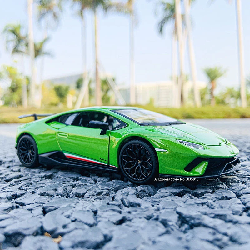 Bburago-modelo de coche de aleación Lamborghini Hurricane performance, simulación de sonido y luz, caja de cartón, modelo de coche de aleación, 1:32