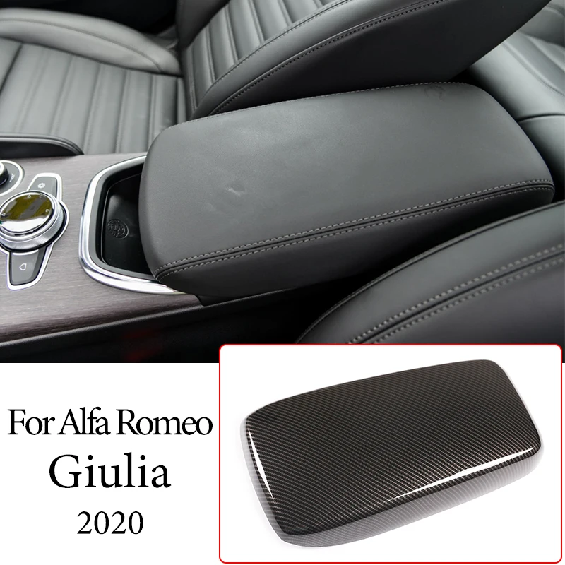 Car Styling Center Armrest Box Protection Cover Trim ABS Carbon fiber For Alfa Romeo Giulia 2020 Interior Accessories Sticker