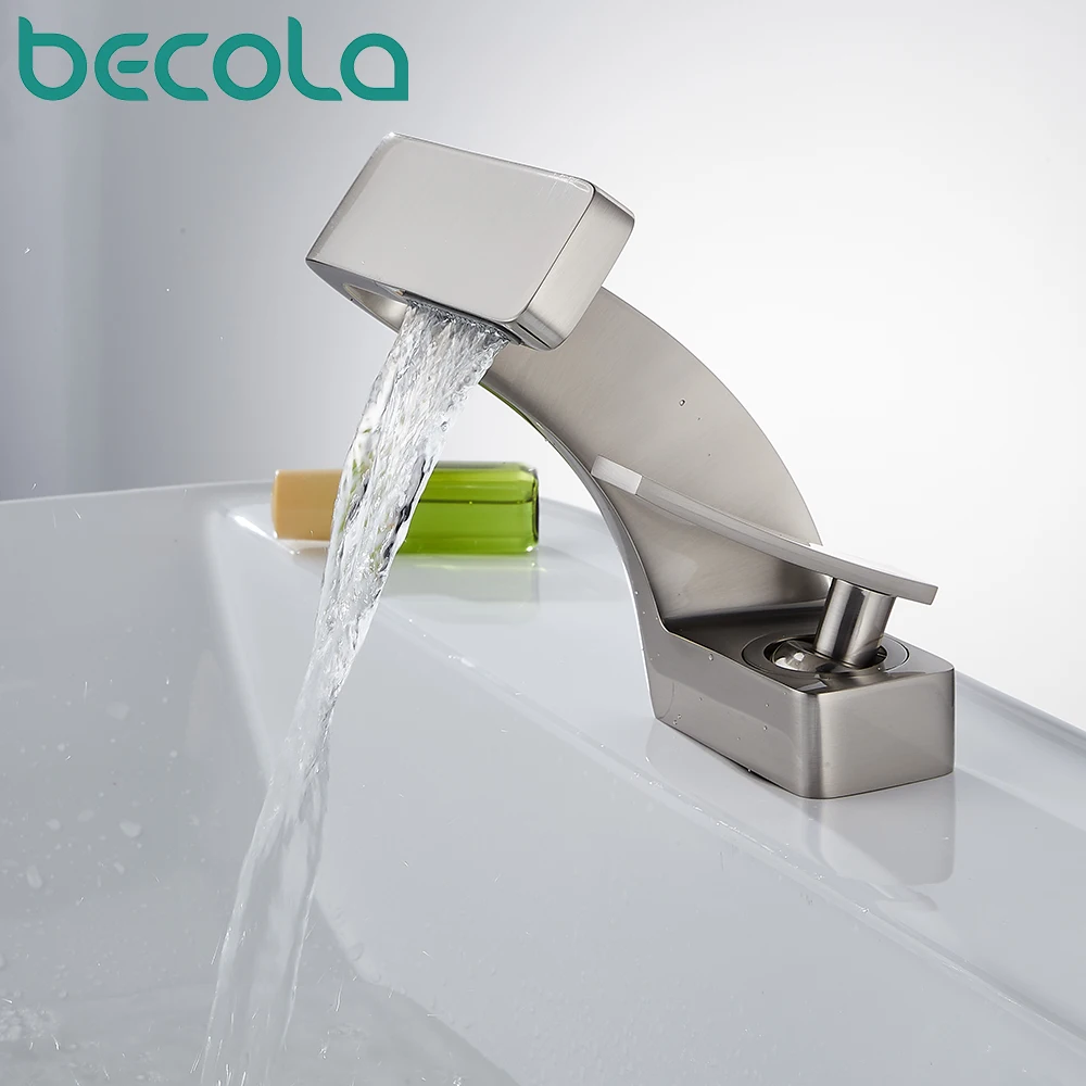 Becola Brushed Gold Basin Faucet Black Bathroom Mixer Tap Deck Mounted Basin Sink Faucet Hot and Cold Water Chrome Faucet Taps