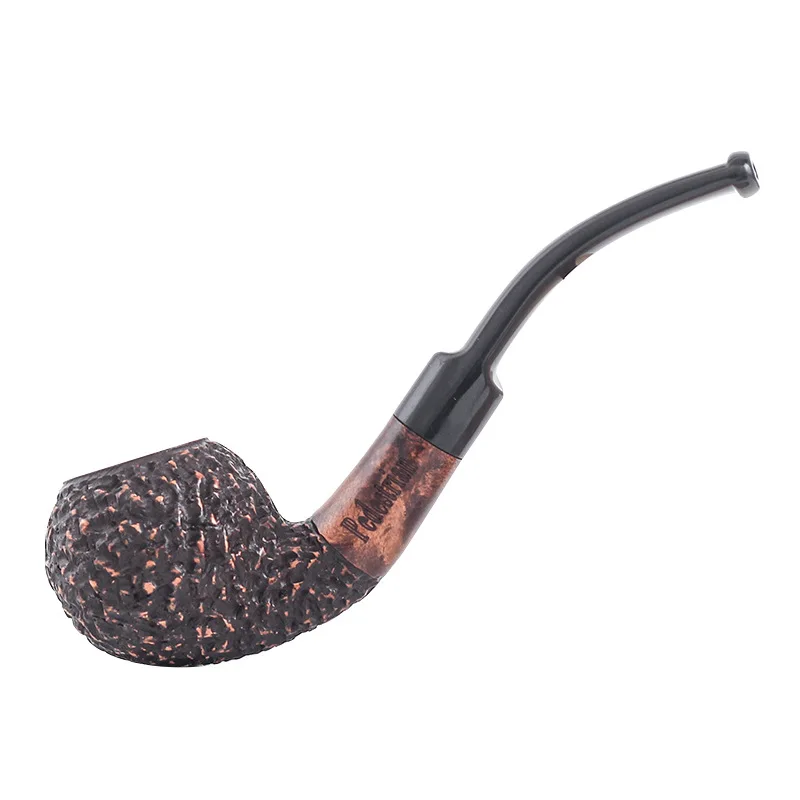 Bent Type Pipe Briar Smoking Pipe 9mm Filter Handmade Old-fashioned Portable Tobacco Pipe for Men