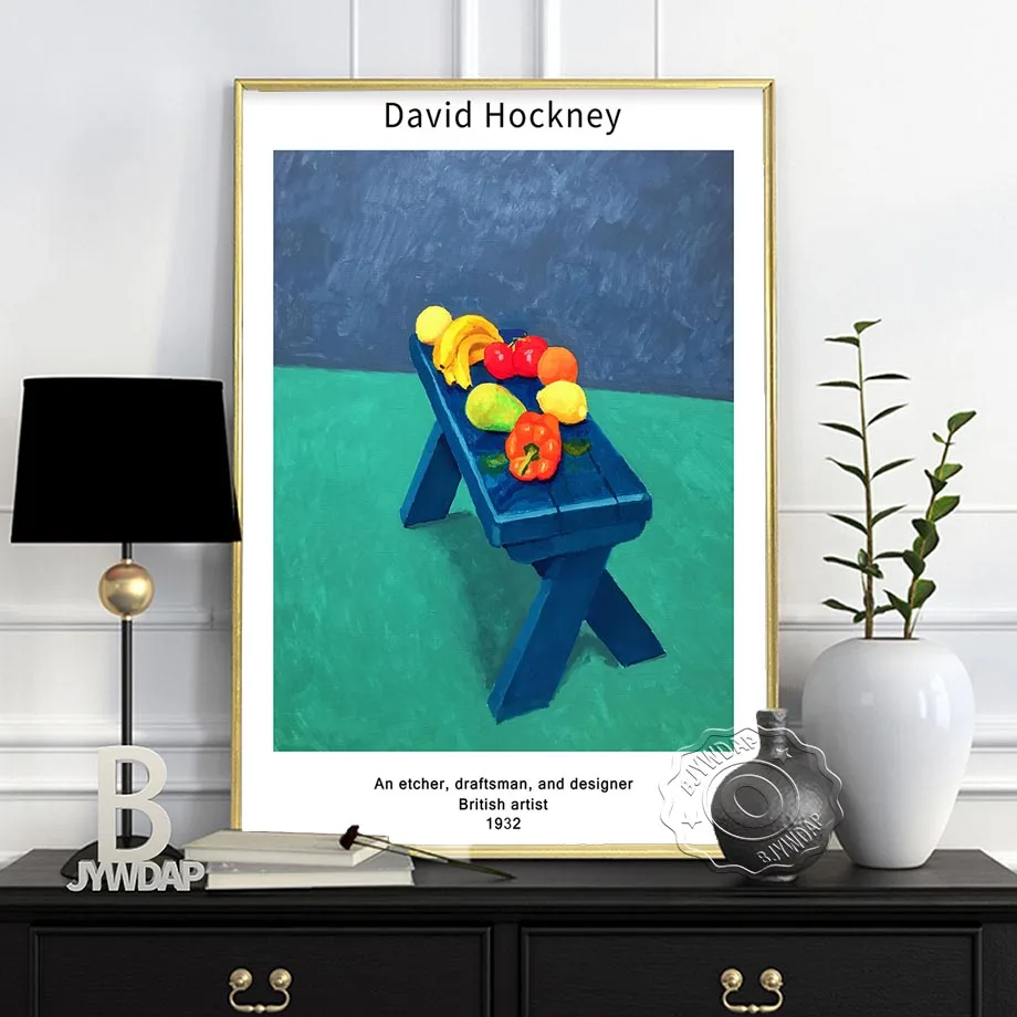 David Hockney Still Life Poster, Hockney Cubism Popular Art Canvas Painting, Britain Wall Art Bright Colors Home Kids Room Decor