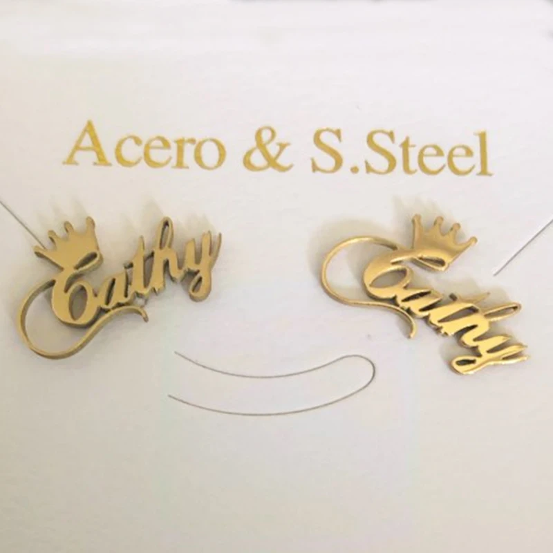 Nextvance-pendientes con nombre personalizados para mujer, aretes de acero inoxidable con placa de nombre personalizada, regalo de joyería Hip Hop, 3 colores, 1 par