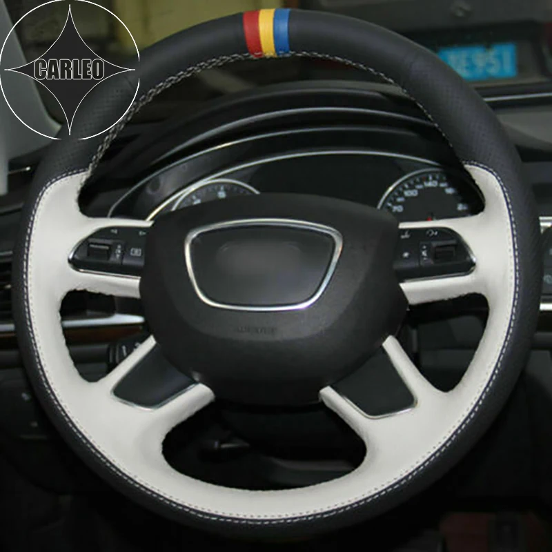 

DIY Car Steering Wheel Cover for Audi A3 A6 A8 A4 Q7 Genuine Suede Leather Custom Hand Stitching Holder Top Layer Wrap Handlebar