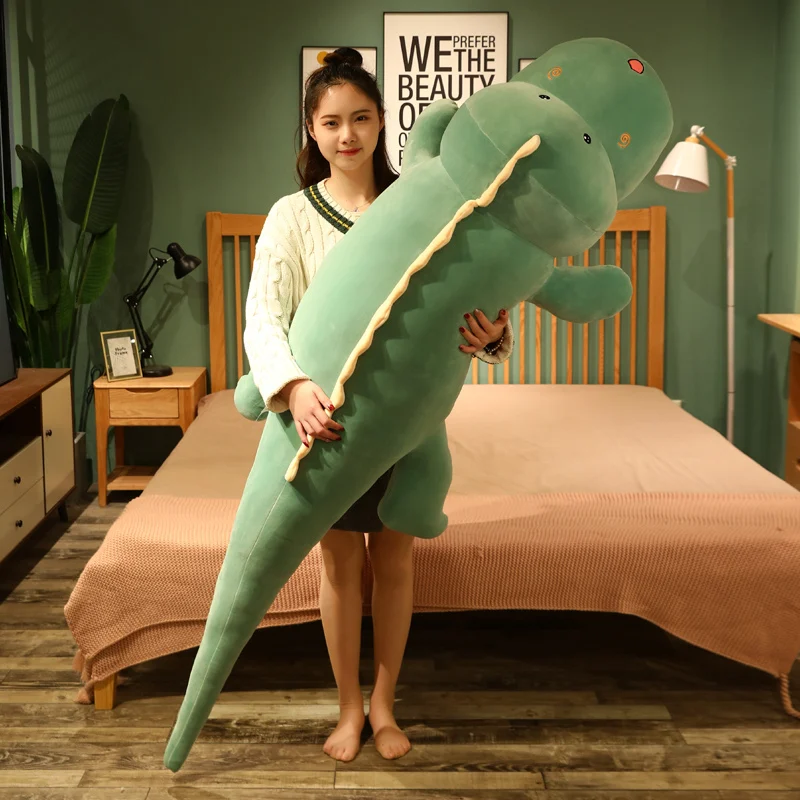 60-120CM Stuffed Fluffy Cartoon Dinosaur Doll Girlfriend Sleeping Pillow Giant Cute Crocodile Plush Toy Baby Kids Birthday Gift