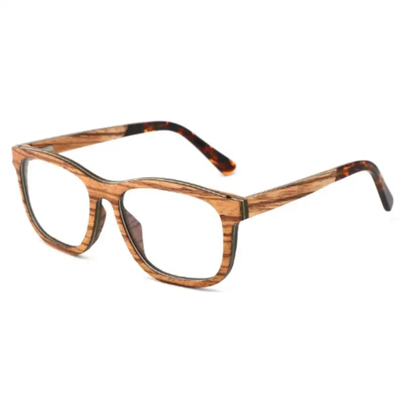 

BerWer Zebra Wood Clear Lense Glasses Men Wooden Spectacles Women Brand Original Wood Eyeglasses Oculos De Sol