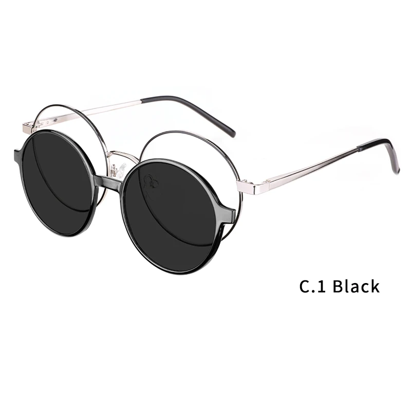 Ceofy Round Stylish Clip on Polarized Sunglasses Women Men Retro Brand Designer Glasses Frame Magnetic Multifunction CD6816