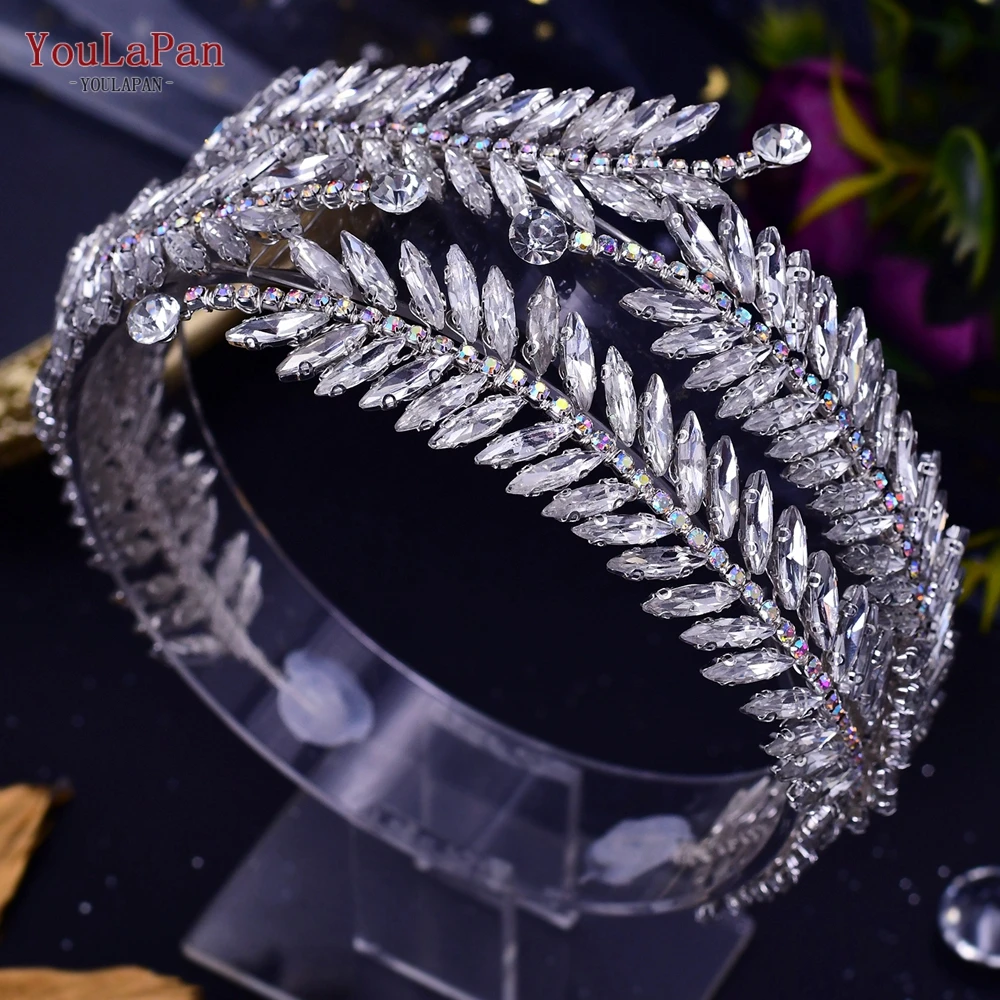 YouLaPan-Diadema nupcial de cristal para mujer, Tiara con diamantes de imitación, accesorios para el cabello de boda, corona de joyería para el cabello de banquete, HP419