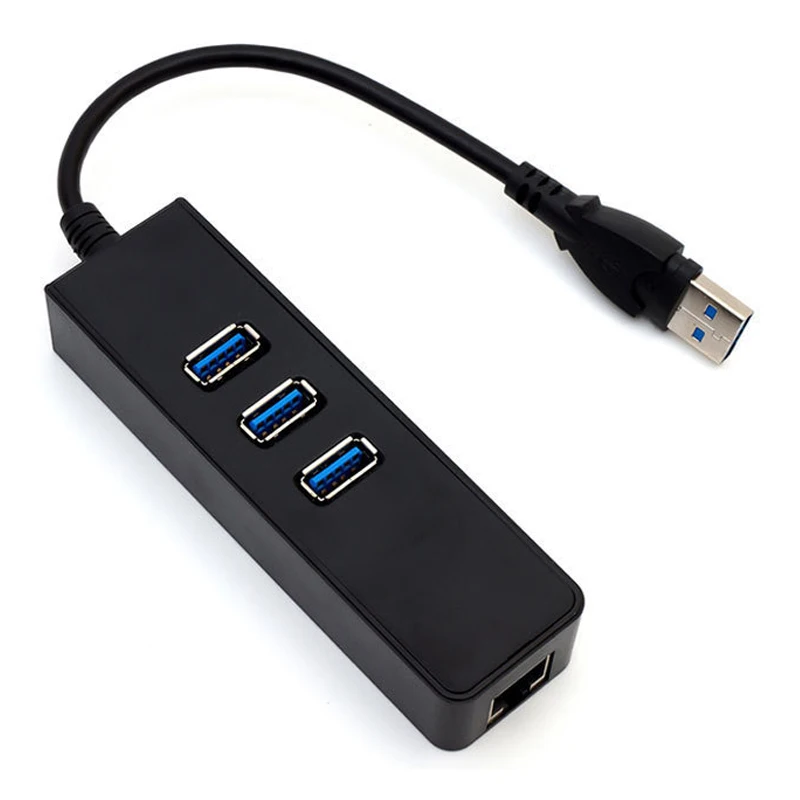 Mini Design 3 ports USB 3.0+ 1 Gigabit Ethernet Network card USB 3.0 + 1Gbps RJ-45 LAN Port Combo Adapter Cable