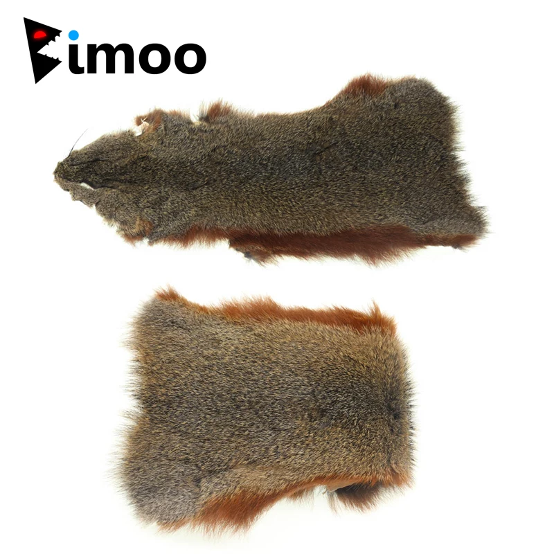 Bimoo 4PCS Squirrel Fur for Fly Tying Dry Fly / Nymph Dubbing Material Zonker Strip Cutting Materials Brownish and Tan Grey