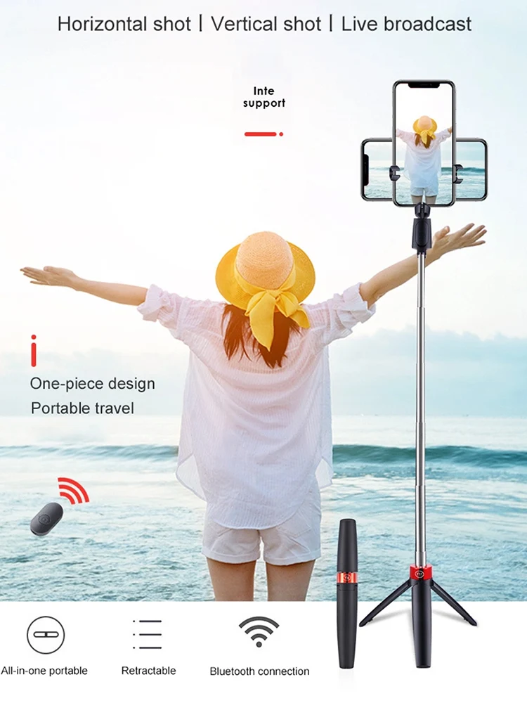 Mini trípode inalámbrico 3 en 1, Bluetooth Selfie Stick plegable, extensible con Control remoto para teléfono, varilla de artefacto con temporizador automático