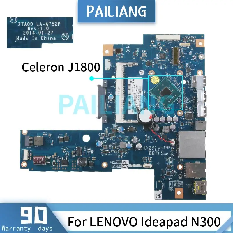 

PAILIANG Laptop motherboard For LENOVO Ideapad N300 Celeron J1800 Mainboard 90007317 LA-A752P SR1UU DDR3 tesed