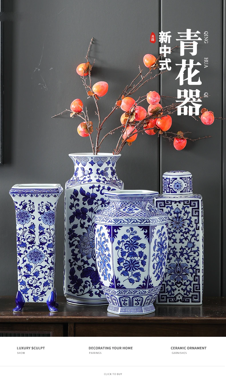 青とグレーの花器 ElegantTriangleBlueTexturedGla