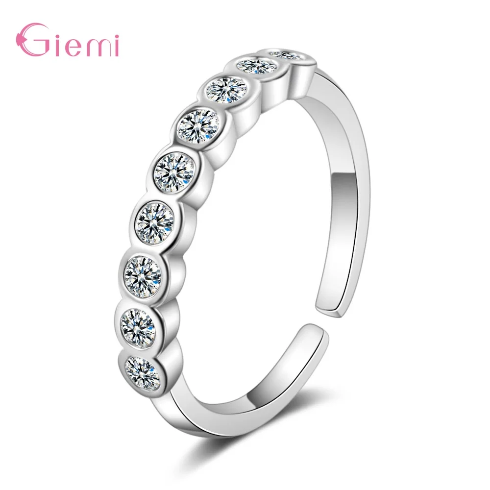 925 Sterling Silver Adjustable Ring Charming Zircon Jewelry Micro Pave Crystal Zircon Finger Rings Jewelry Fashion Gift