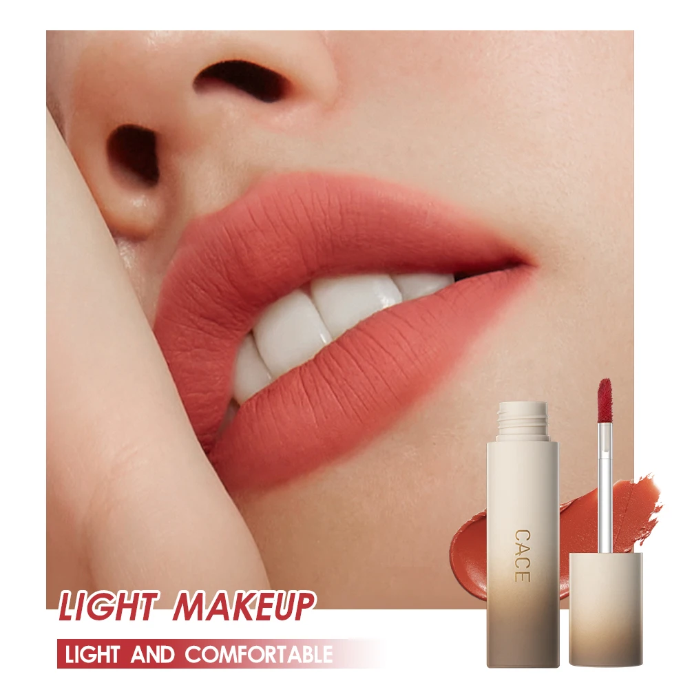 CACE กำมะหยี่-Hazy Matte ลิปสติกน้ำหนักเบา Liquid ลิปสติก Soft Smooth Lip โคลน Moisture Nude Lip Gloss เซ็กซี่ Lips แต่งหน้า pigment