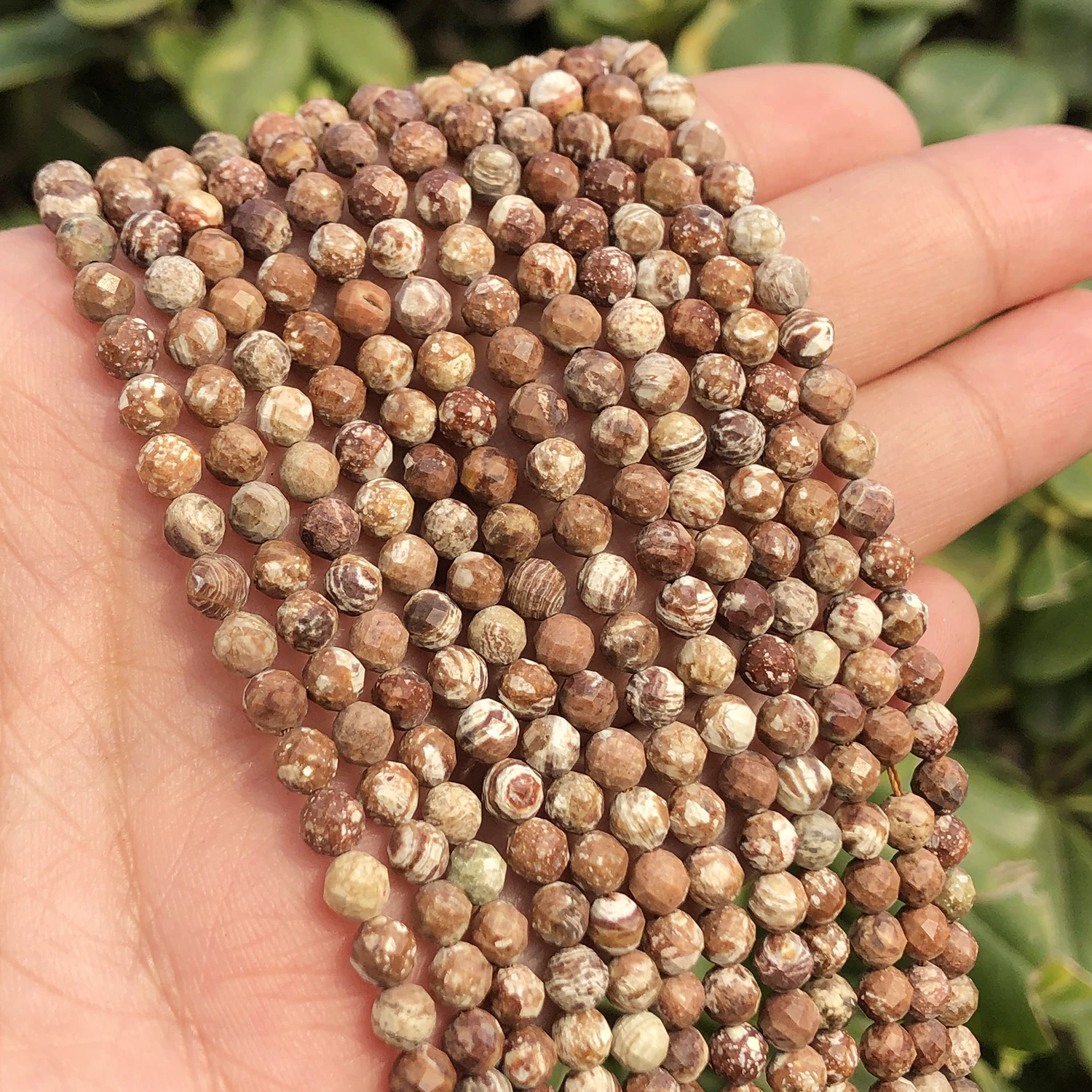 Natural Faceted Wooden Jasper Waist Beads Small 2 3 4 mm Gem Loose Stone Beads for Jewelry Making DIY Bracelet Charm Accessories