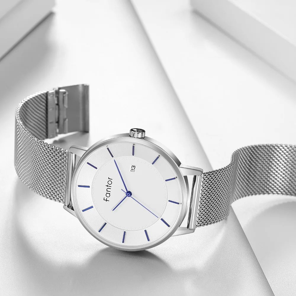 Fantor di Marca di Lusso Minimalista Classico Da Uomo Da Polso Impermeabile Data Sottile Sottile Orologio Al Quarzo per Gli Uomini