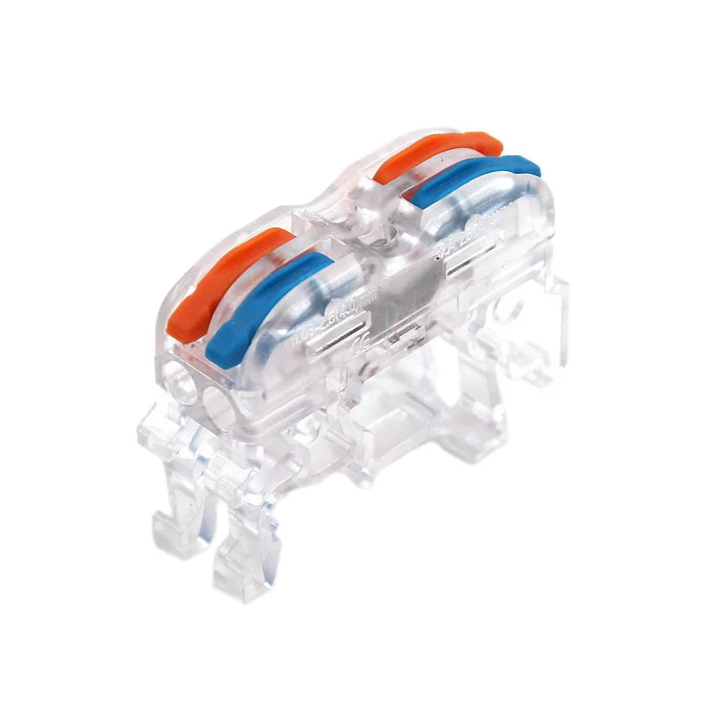 Wire Electrical Din Rail Connectors Fast Universal Compact Conductor Wiring Cable Connector LED Push-in Butt Terminal Block 2Pin