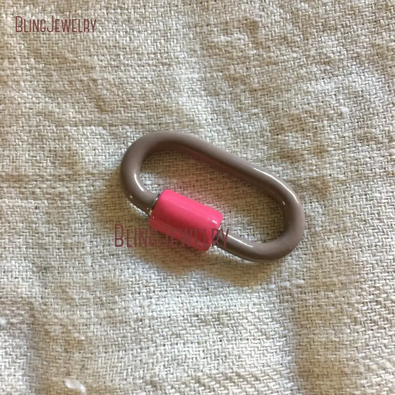 Enamel Stainless Steel Carabiner Lock Clasp Oval Screw   Links Findings White Pink Red Turquoises FC28707